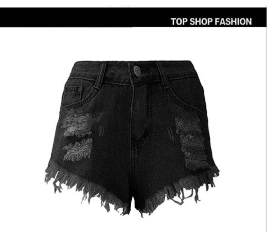 Irregular Cat Whiskers Fringed High Denim Women Shorts - Zara-Craft