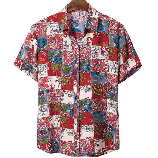 Beach Short-Sleeved Loose Trend Floral Men Shirt - Zara-Craft