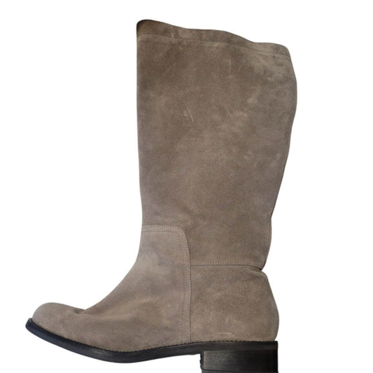 (Used) Marina Rinaldi Women's Gray Leather Wide Calf Knee Boots Size EU 40 / US 10 - Zara-Craft
