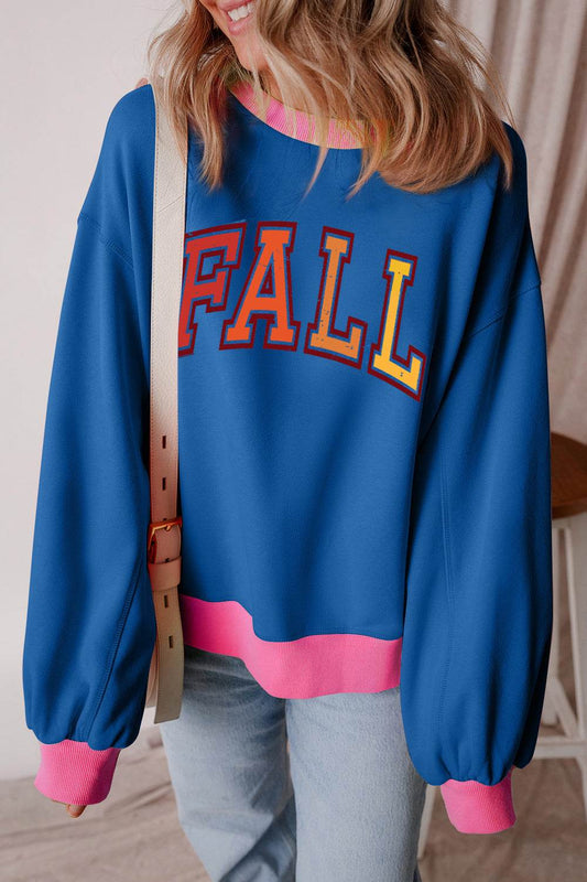 Letter Graphic Contrast Long Sleeve Women Sweatshirt - Zara-Craft