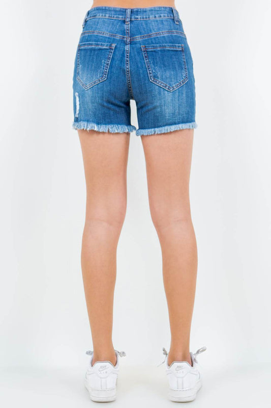 American Bazi High Waist Distressed Frayed Denim Women Shorts - Zara-Craft