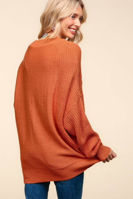 Haptics Full Size Side Slit Texture Asymmetric Women Sweater - Zara-Craft