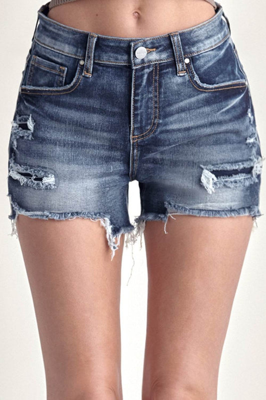 RISEN Mid Rise Raw Hem Denim Women Shorts - Zara-Craft