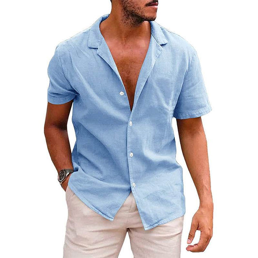 Summer Loose Solid Color Button Men's Shirt - Zara-Craft