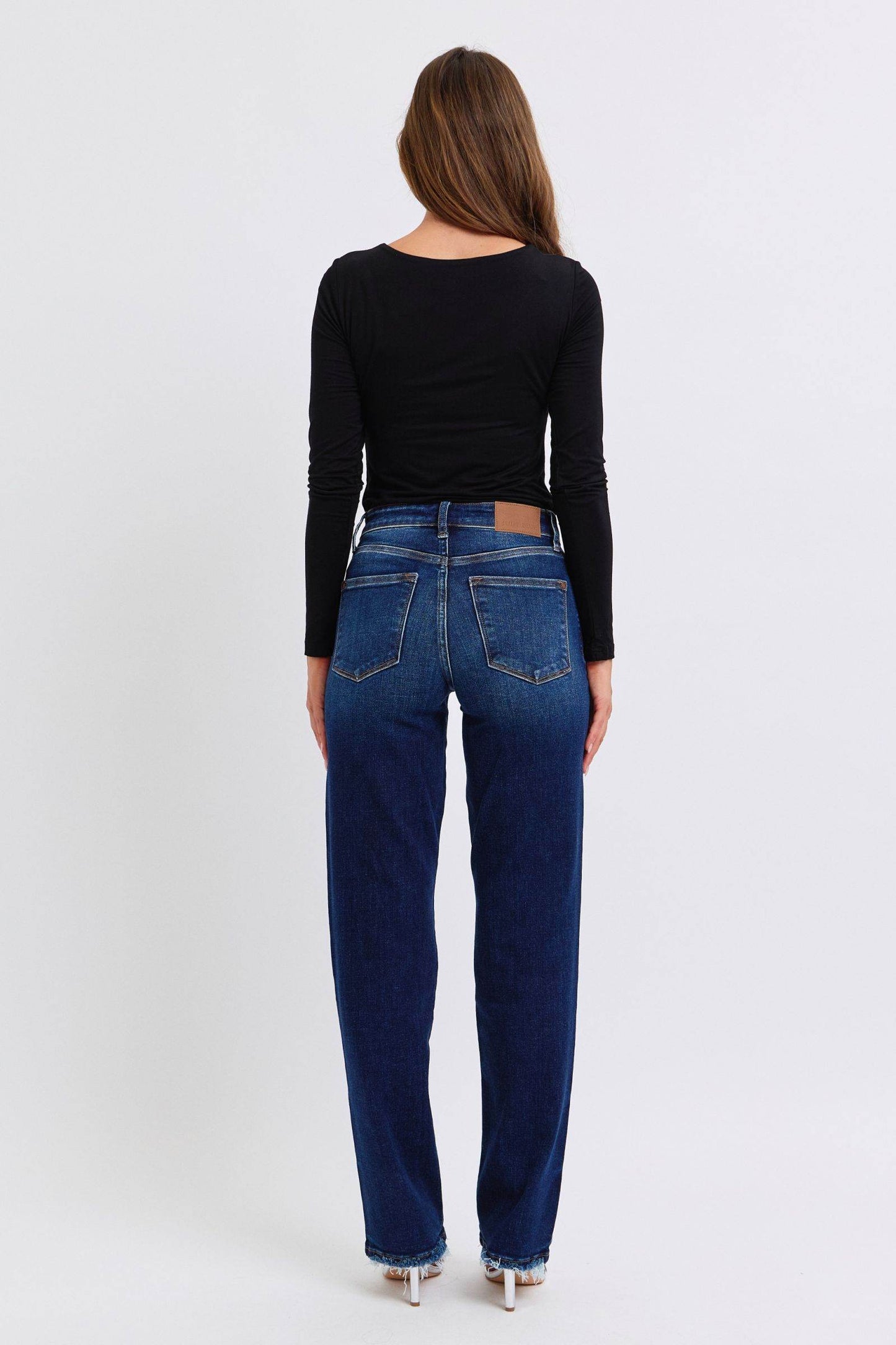 Judy Blue Full Size Raw Hem Straight Leg Women Jeans - Zara-Craft