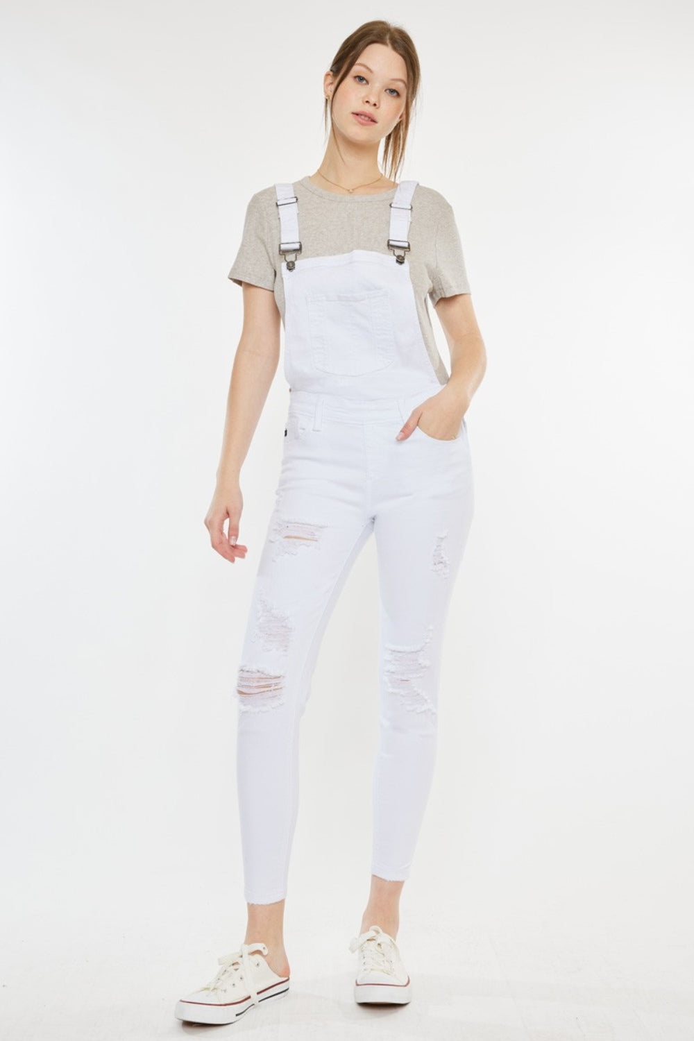 Kancan Distressed Skinny Denim Women Overalls
