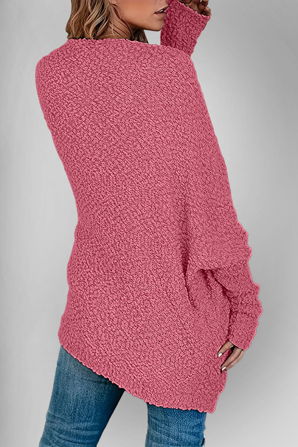 Velvet Bloom Pocketed Open Front Long Sleeve Women Cardigan