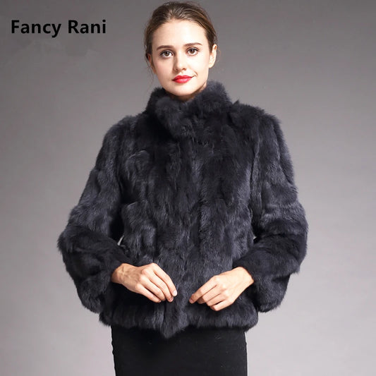 Natural Rabbit Fur Coat Women Winter Jacket Real Leather And Fur Bolero Women's Clothing Female Outerwears