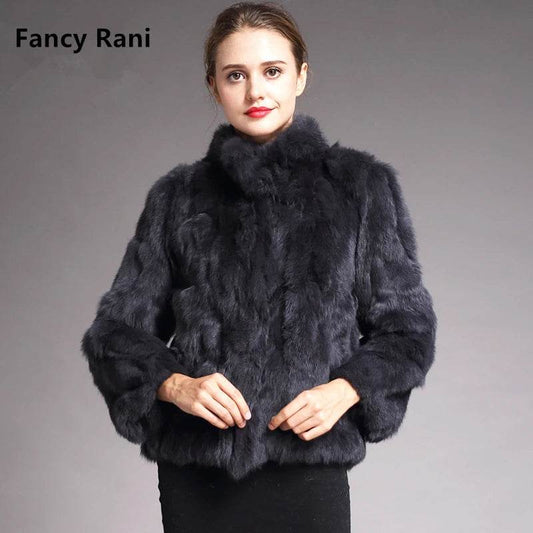 Fancy Rani Natural Rabbit Fur Coat Women Winter Jacket Real Leather And Fur Women's Clothing Female Outerwears - Zara-Craft