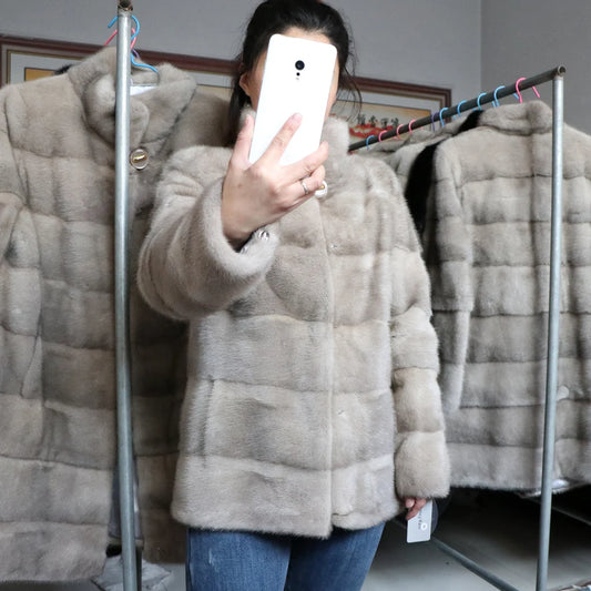 Fancy Rani Real Mink Fur Coat Natural Mink Clothing Short Style Winter Fashion For Women