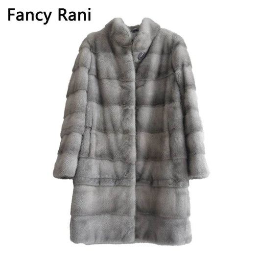 Fancy Rani Real Mink Fur Coat Natural Women Winter Long Leather Jacket Luxury Female Clothes Mink Fur Coat Women - Zara-Craft