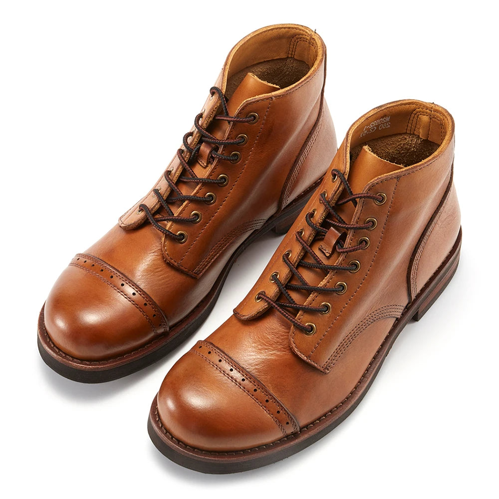 Luxury Classy Handmade Precision Stitch Wear-Resistant Casual Men Boots Genuine Leather Shoes
