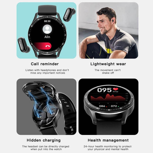 GEJIAN X7 Headset Smart Watch TWS Two In One Wireless Bluetooth Dual Headset Call Health Monitor Sport Music Smartwatch New - Zara-Craft