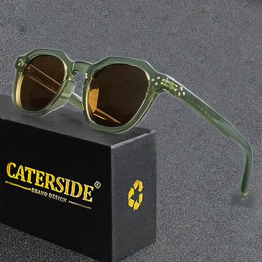 CATERSIDE Retro Polarized Sunglasses Men Ultralight TR90 Frame Polygon Women Sun Glasses Outdoor High Quality Travel Eyewear - Zara-Craft