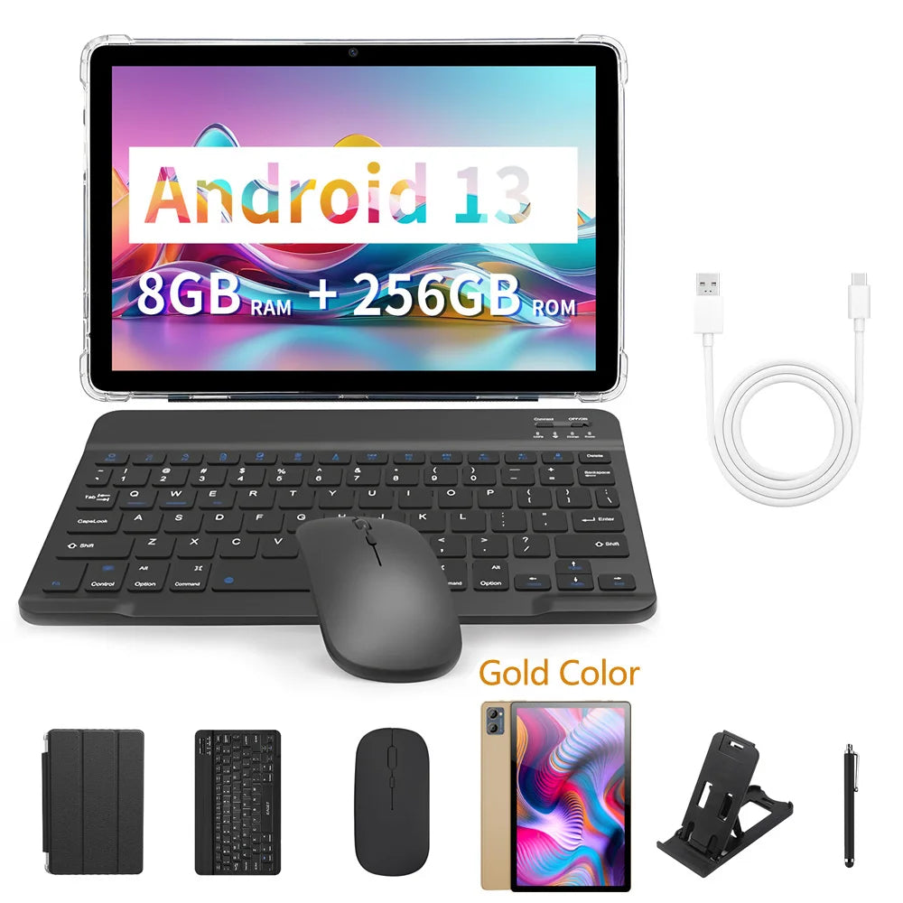 10.1" Tablet with keyboard, mouse, and accessories double Sim & Cameras