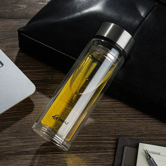 Double-layer Glass Water Cup Heat-resistant Glass Bottle With Tea Drain Filter Various Capacities Office Mug Kitchen Accessories - Zara-Craft