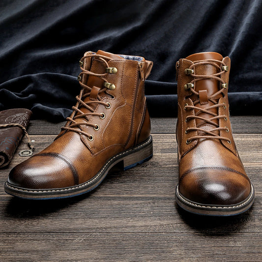 Spring Leather Boots with Zipper Classical Men Boots Fashion Comfortable Ankle Boots
