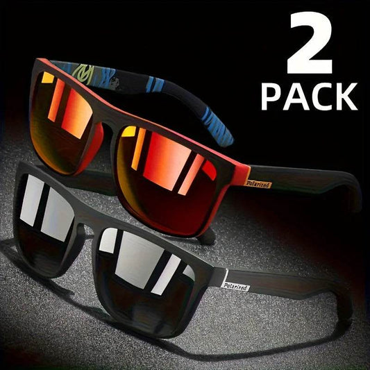 2pcs Square Polarized Sunglasses Anti Glare Sun Shades For Summer Party Vacation Travel Driving Fishing - Zara-Craft
