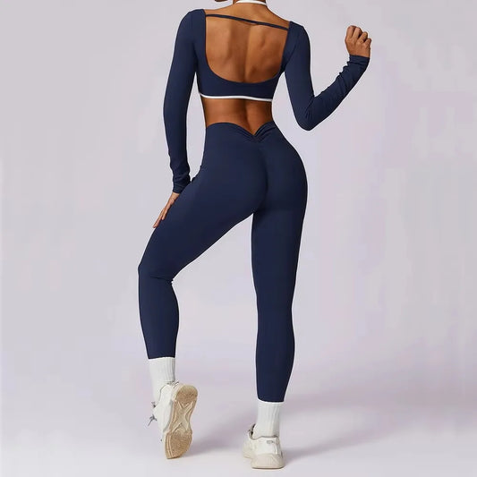 2Pcs Gym Set Women Workout Backless Yoga Suit Running Legging Fitness Bra Sports Suit Female