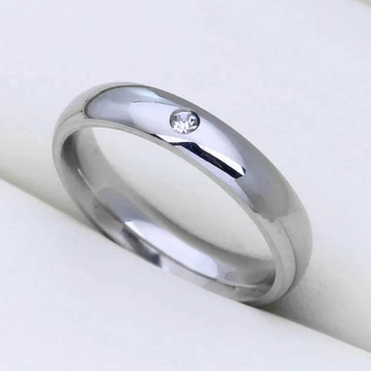 Customizable Never Fade 4mm Stainless Steel Solid Zircon Ring Engagement Wedding Charm Rings for Men and Women Charm Jewelry - Zara-Craft