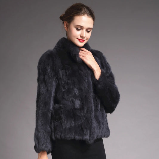 Natural Rabbit Fur Coat Women Winter Jacket Real Leather And Fur Bolero Women's Clothing Female Outerwears