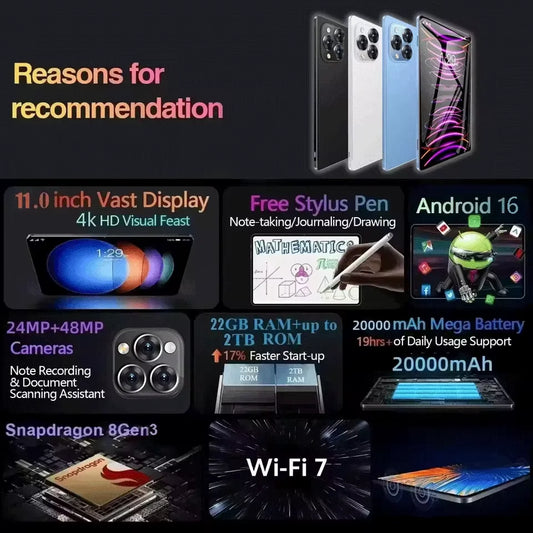 2026 Pad Air Pro tablet with stylus, featuring the Snapdragon 8 Gen 3 processor.