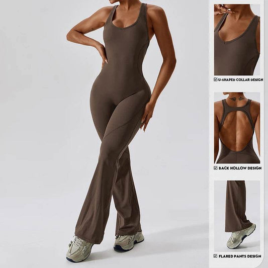 Sexy Back V Jumpsuit Gym Set Women Training Yoga Suit Sportswear Women Sports Jumpsuit Fitness Rompers Stretch Workout Bodysuits - Zara-Craft