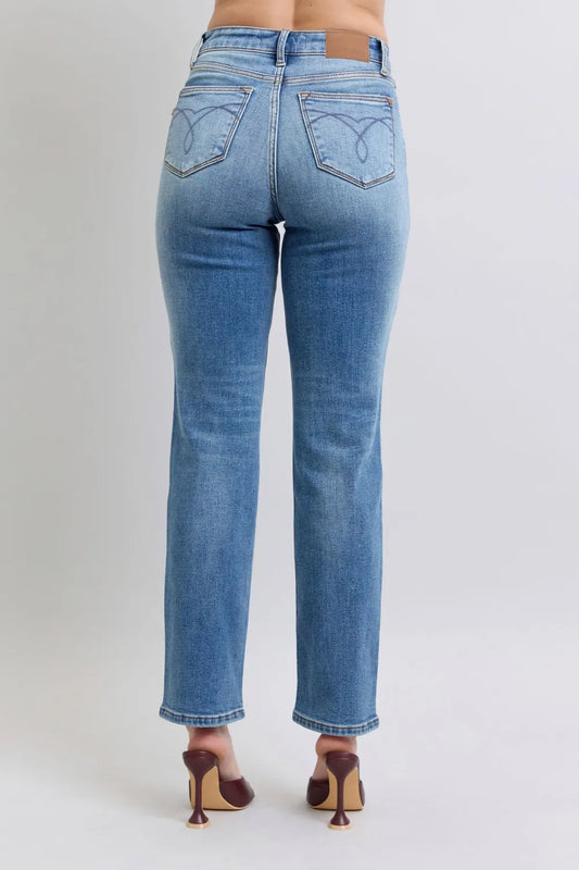 Judy Blue Full Size Run Vintage Wash Thermal Women Straight Jeans