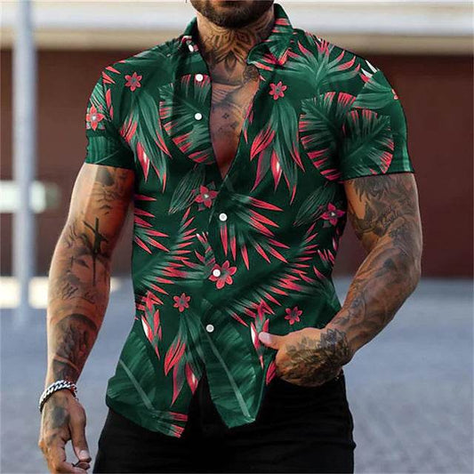 Fashion Leaf Printed Men's Shirt - Zara-Craft