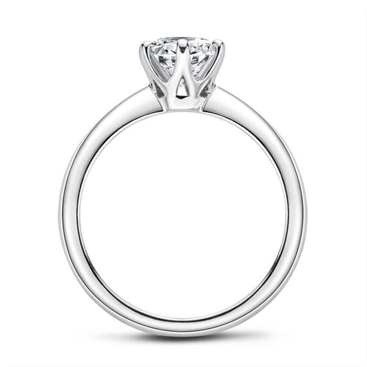 Moissanite Classic Six Prongs 1 Carat 925 Sterling Silver Women Ring - Zara-Craft
