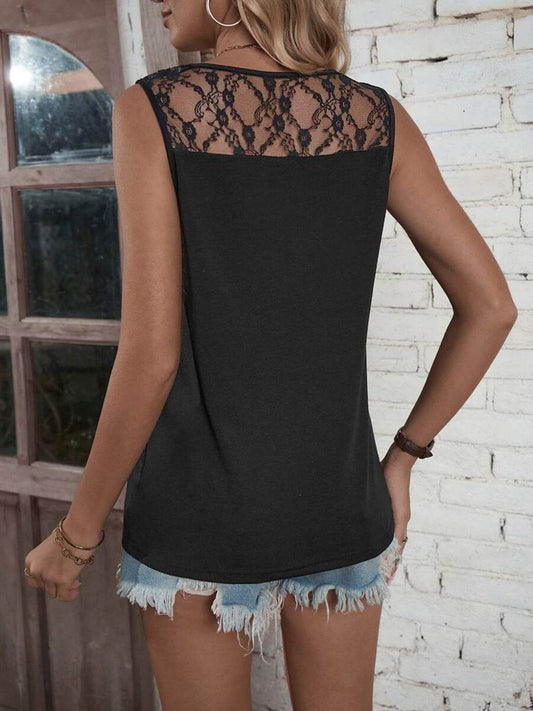 Lace Detail V-Neck Women Tank - Zara-Craft