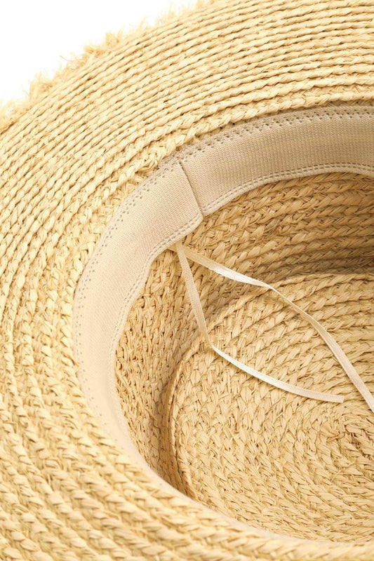 Fame Cutout Woven Straw Unisex Hat - Zara-Craft