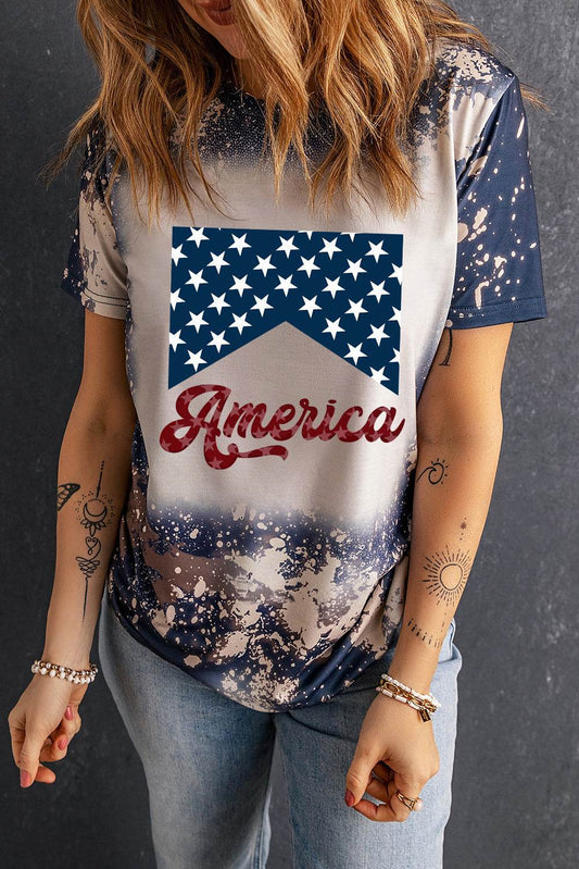 AMERICA Round Neck Short Sleeve Women T-Shirt - Zara-Craft