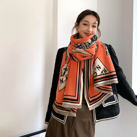 Street Geometric Imitation Cashmere Women Shawl Scarf - Zara-Craft