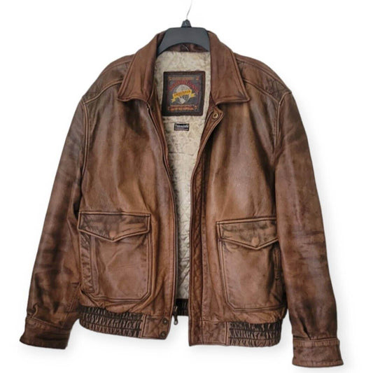 (Used) Wilson Adventure Bound Flight Aviator Leather Men Jacket Insulated Size XL - Zara-Craft