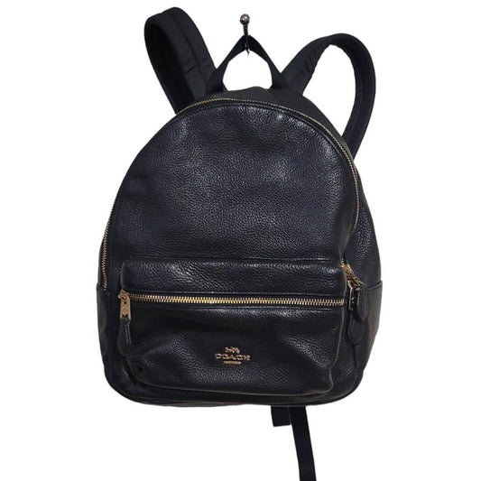 (Used) Coach/Charlie Medium Pebbled Leather/Backpack/Black/ Women Bag - Zara-Craft