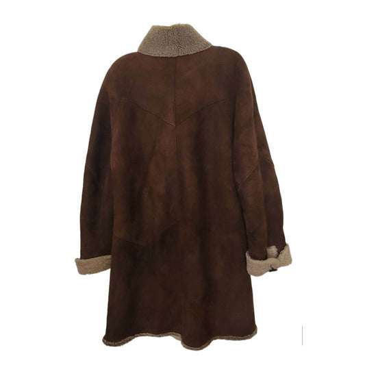 (Used) DENIMAXX NEW YORK VINTAGE SUEDE SHEARLING DARK BROWN WOMEN COAT - Size M - Zara-Craft