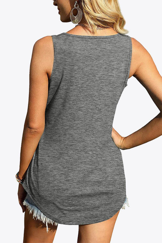 Curved Hem Square Neck Women Tank - Zara-Craft