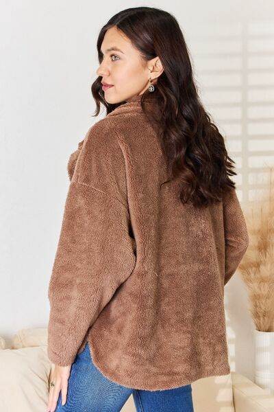 Culture Code Double Breasted Fuzzy Women Coat - Zara-Craft
