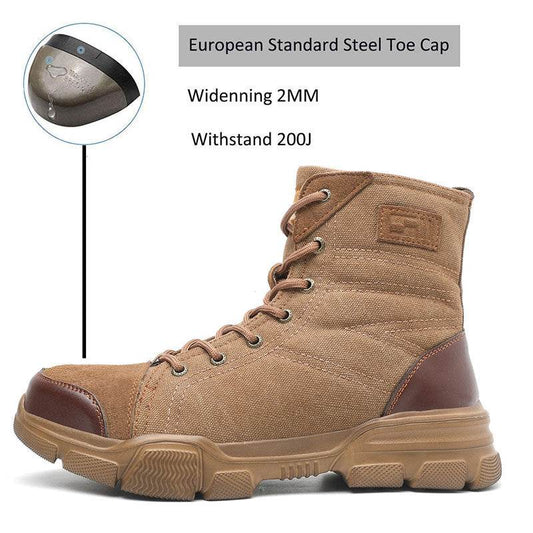 Safety Men Shoes Steel Toe Cap High-Top Work Protective Labor - Zara-Craft