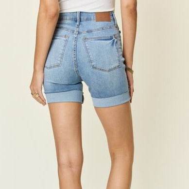 Judy Blue Full Size Tummy Control High Waist Denim Women Shorts - Zara-Craft