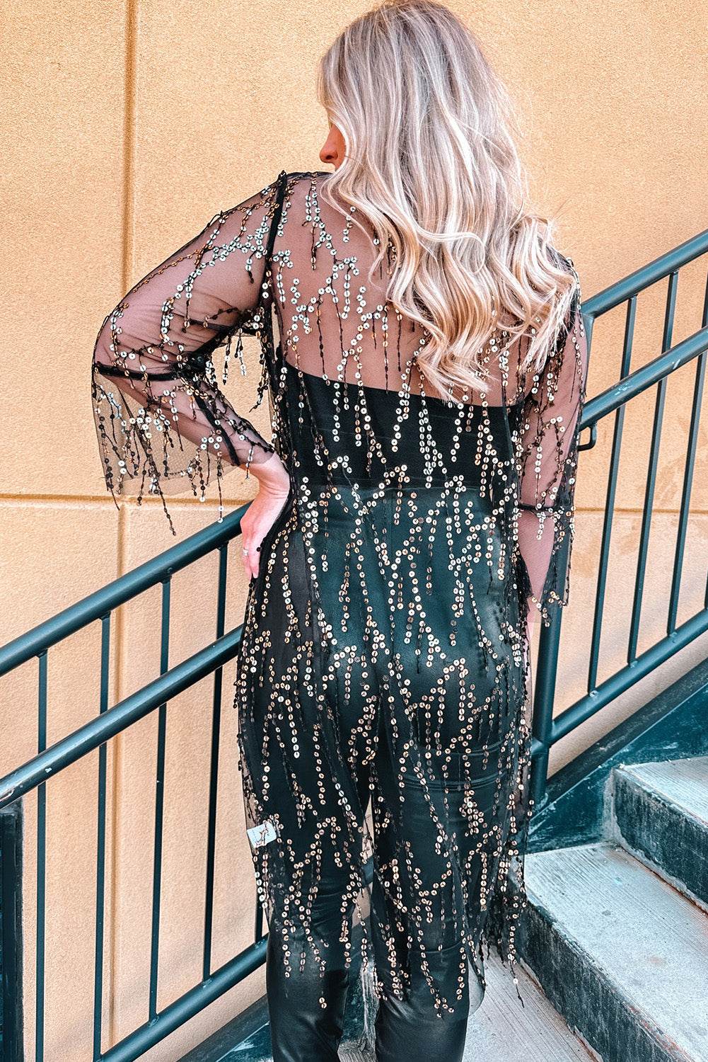 Sequin Open Front Sheer Women Cardigan - Zara-Craft