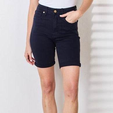 Judy Blue Full Size High Waist Tummy Control Bermuda Women Shorts - Zara-Craft