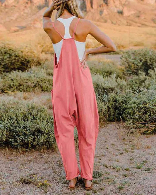 Double Take Full Size Sleeveless V-Neck Pocketed Women Jumpsuit - Zara-Craft