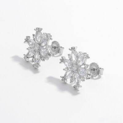 925 Sterling Silver Zircon Snowflake Women Earrings - Zara-Craft