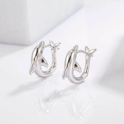 925 Sterling Silver Zircon Dolphin Women Earrings - Zara-Craft