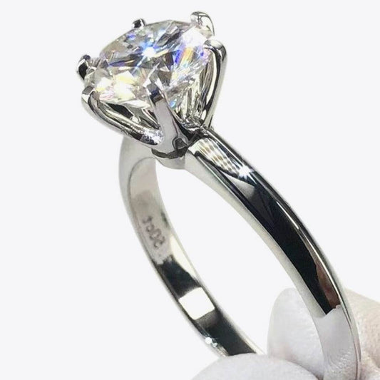 925 Sterling Silver 3 Carat Moissanite 6-Prong Women Ring - Zara-Craft