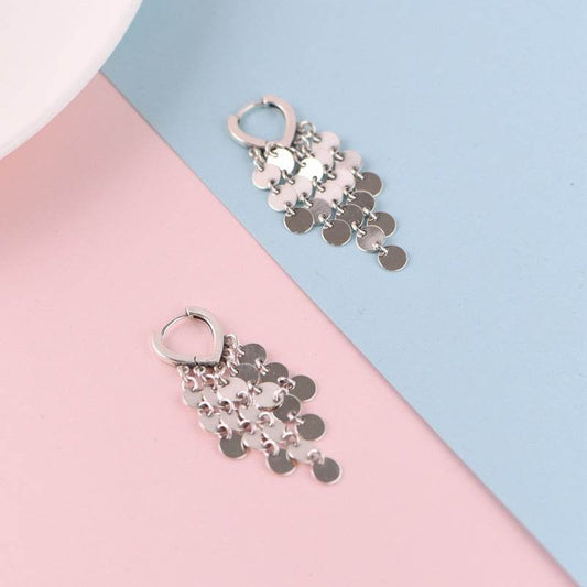 Fashionable Design Sense Silver Piece Fringed Silver Earrings - Zara-Craft