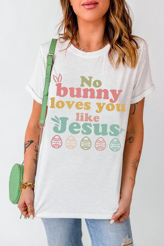 SYNZ Easter NO BUNNY LOVES YOU LIKE JESUS Women T-Shirt - Zara-Craft