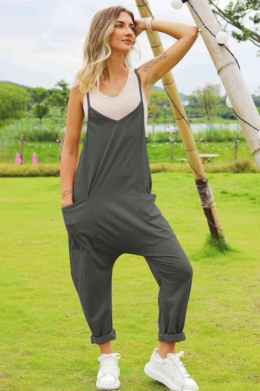 Double Take Full Size Sleeveless V-Neck Pocketed Women Jumpsuit - Zara-Craft